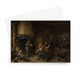 Peasant Company Indoors, Adriaen van Ostade, 1661 -  Greeting Card - (FREE SHIPPING)
