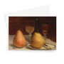 Sanford Robinson Gifford's Two Pears on a Tabletop -  Greeting Card - (FREE SHIPPING)