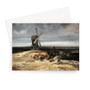 Georges Michel's paesaggio con mulino e una veduta di montmartre, ca.1830 Greeting Card - (FREE SHIPPING)