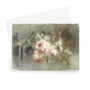 Een vaas met rozen by Margaretha Roosenboom (1853 –1896) Greeting Card - (Free shipping)