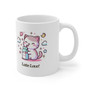 latte love kawaii kitty with milk - White Ceramic Mug, 11oz