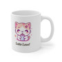 latte love kawaii kitty - White Ceramic Mug, 11oz
