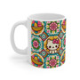 Mexican kawaii kitty pattern - White Ceramic Mug, 11oz