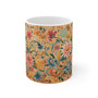  Brewed for joy - Whimsical Floral Art 7-White Ceramic Mug, 11oz