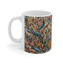  Whimsical Floral Art 13 - White Ceramic Mug, 11oz