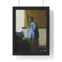 Woman Reading a Letter (ca. 1663) by Johannes Vermeer  ,  Premium Framed Vertical Poster,Woman Reading a Letter (ca. 1663) by Johannes Vermeer  -  Premium Framed Vertical Poster