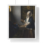 Woman Holding a Balance (ca. 1664) by Johannes Vermeer  ,  Premium Framed Vertical Poster,Woman Holding a Balance (ca. 1664) by Johannes Vermeer  -  Premium Framed Vertical Poster