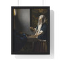 Woman Holding a Balance (ca. 1664) by Johannes Vermeer  ,  Premium Framed Vertical Poster,Woman Holding a Balance (ca. 1664) by Johannes Vermeer  -  Premium Framed Vertical Poster