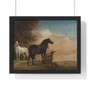 Two Horses in a Pasture by a Fence, Paulus Potter  ,  Premium Framed Horizontal Poster,Two Horses in a Pasture by a Fence, Paulus Potter  -  Premium Framed Horizontal Poster,Two Horses in a Pasture by a Fence, Paulus Potter  -  Premium Framed Horizontal Poster