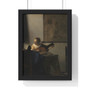 Young Woman with a Lute by Johannes Vermeer  ,  Premium Framed Vertical Poster,Young Woman with a Lute by Johannes Vermeer  -  Premium Framed Vertical Poster