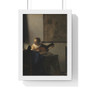 Young Woman with a Lute by Johannes Vermeer  ,  Premium Framed Vertical Poster,Young Woman with a Lute by Johannes Vermeer  -  Premium Framed Vertical Poster