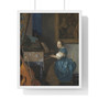 Johannes Vermeer’s Young Woman Seated at a Virginal  ,  Premium Framed Vertical Poster,Johannes Vermeer’s Young Woman Seated at a Virginal  -  Premium Framed Vertical Poster