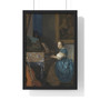 Johannes Vermeer’s Young Woman Seated at a Virginal  ,  Premium Framed Vertical Poster,Johannes Vermeer’s Young Woman Seated at a Virginal  -  Premium Framed Vertical Poster