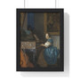 Johannes Vermeer’s Young Woman Seated at a Virginal  ,  Premium Framed Vertical Poster,Johannes Vermeer’s Young Woman Seated at a Virginal  -  Premium Framed Vertical Poster