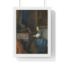 Johannes Vermeer’s Young Woman Seated at a Virginal  ,  Premium Framed Vertical Poster,Johannes Vermeer’s Young Woman Seated at a Virginal  -  Premium Framed Vertical Poster