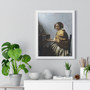 Johannes Vermeer’s A young Woman seated at the Virginals  ,  Premium Framed Vertical Poster,Johannes Vermeer’s A young Woman seated at the Virginals  -  Premium Framed Vertical Poster