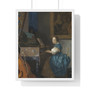 Johannes Vermeer’s Young Woman Seated at a Virginal   ,  Premium Framed Vertical Poster,Johannes Vermeer’s Young Woman Seated at a Virginal   -  Premium Framed Vertical Poster