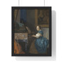 Johannes Vermeer’s Young Woman Seated at a Virginal   ,  Premium Framed Vertical Poster,Johannes Vermeer’s Young Woman Seated at a Virginal   -  Premium Framed Vertical Poster