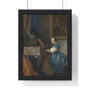 Johannes Vermeer’s Young Woman Seated at a Virginal   ,  Premium Framed Vertical Poster,Johannes Vermeer’s Young Woman Seated at a Virginal   -  Premium Framed Vertical Poster