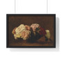 Roses in a Bowl 1883 Henri Fantin,Latour French  ,  Premium Framed Horizontal Poster,Roses in a Bowl 1883 Henri Fantin-Latour French  -  Premium Framed Horizontal Poster
