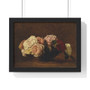 Roses in a Bowl 1883 Henri Fantin,Latour French  ,  Premium Framed Horizontal Poster,Roses in a Bowl 1883 Henri Fantin-Latour French  -  Premium Framed Horizontal Poster