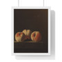  Adriaen Coorte  -  Premium Framed Vertical Poster,Three Peaches on a Stone Plinth, Adriaen Coorte  ,  Premium Framed Vertical Poster,Three Peaches on a Stone Plinth, Adriaen Coorte  -  Premium Framed Vertical Poster,Three Peaches on a Stone Plinth