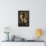 Judith Leyster A Boy and a Girl with a Cat and an Eel,  Premium Framed Vertical Poster,Judith Leyster A Boy and a Girl with a Cat and an Eel-  Premium Framed Vertical Poster