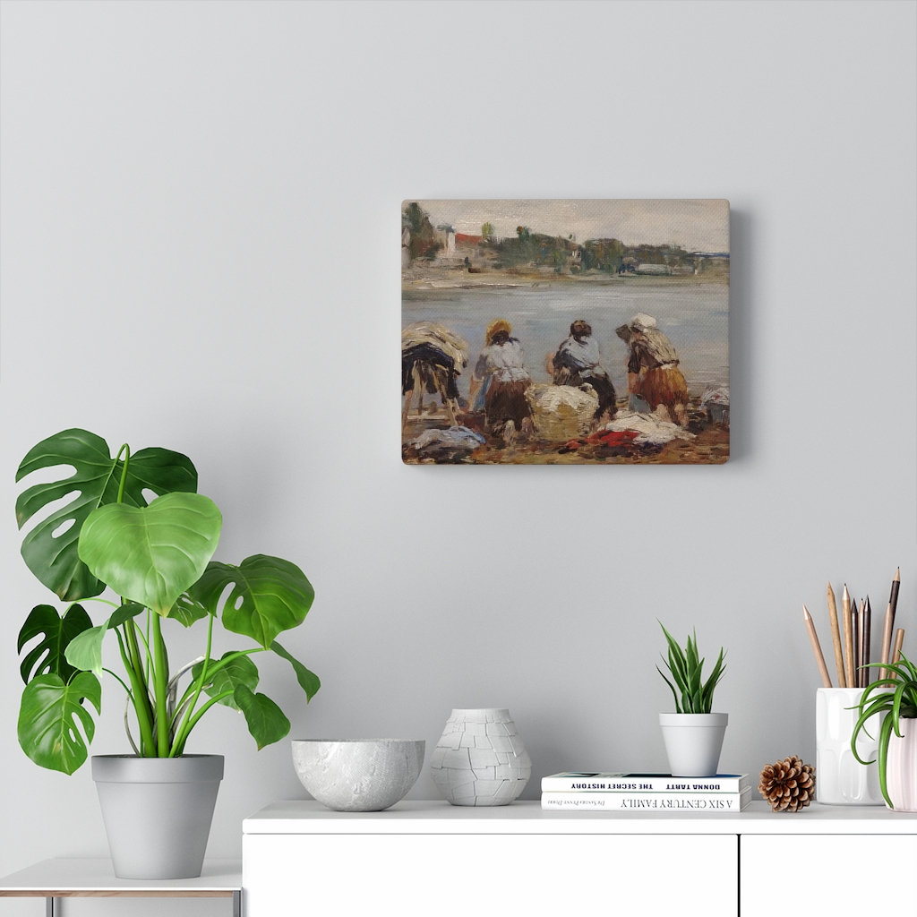 Boudin Eugène Laveuses au bord de la Touques - Stretched Canvas