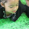 8 water & grass effect large interlocking foam floor play mats for children & nurseries - child laying down view