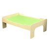 Children's wooden play table with 5 puzzle shaped storage stools & boxes - Green side view