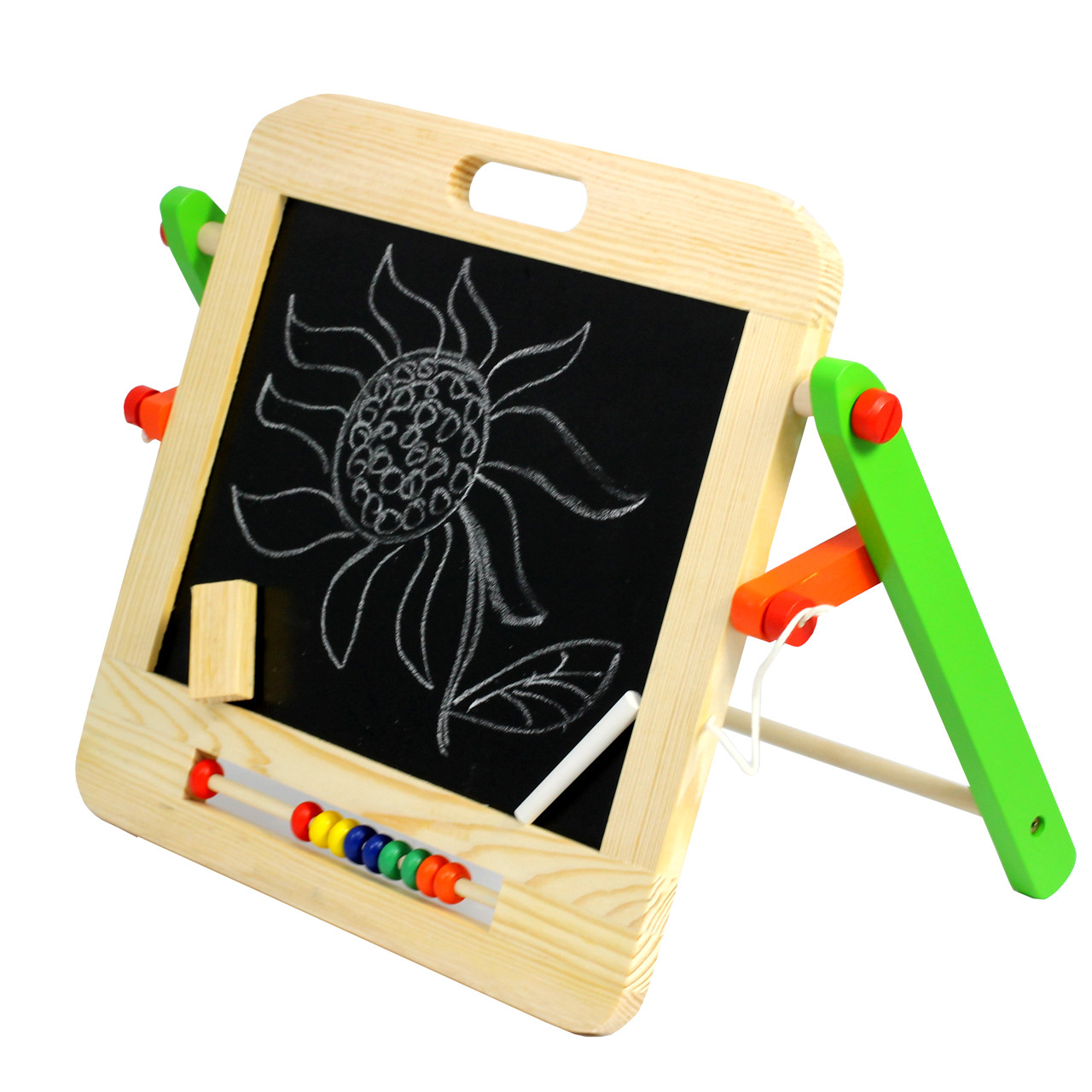 Wooden Tabletop Whiteboard & Chalkboard Easel Talking Turtle