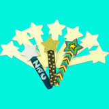 Christmas Craft Bundle for Nursery Teachers - Includes Star Design Wood Craft Sticks, Christmas Tree Design Wood Craft Sticks, Palm Printers, and Glitter Paper Chains - star design view