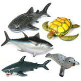 Jumbo Sea Animal Toys- 5-Piece Set for Creative Play & Learning for Children and Nursery Schools - Whale, Tuna, Turtle, Shark, and Seal