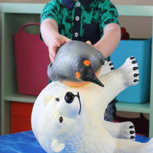 20 inch jumbo polar bear animal toy figure for children - child playing view 1