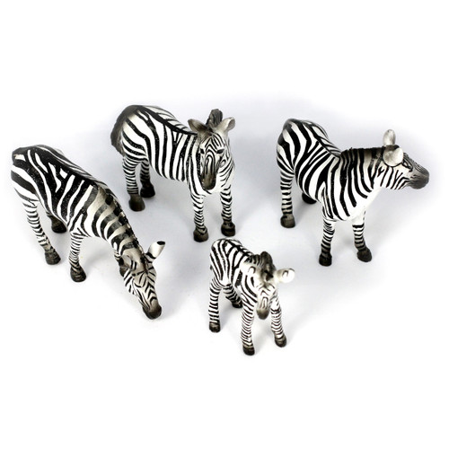 4 piece small world zebra family toys for children and nursery schools - main view