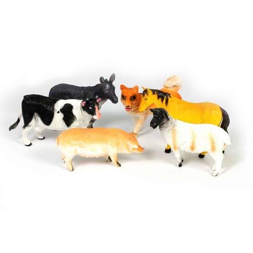 6 piece ultra realistic small world farm animal toy figures for children - main view