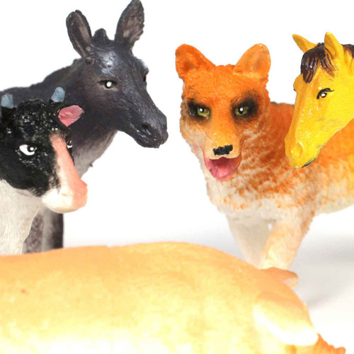 6 piece ultra realistic small world farm animal toy figures for children - main view