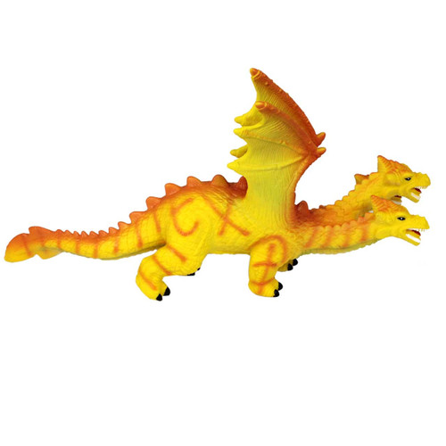 large 3 headed yellow dragon toy for children - right view