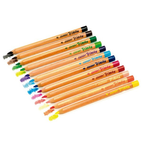 12 ergonomic jumbo triangular colour pencils for children and nursery schools - main view