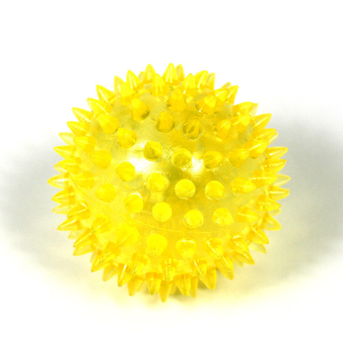 Set of 5 bright, textured sensory UV soft spiky balls, perfect for kids' hands-on sensory play and exploration. - yellow ball