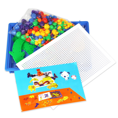 368-piece plastic and colourful mosaic peg board construction set for children