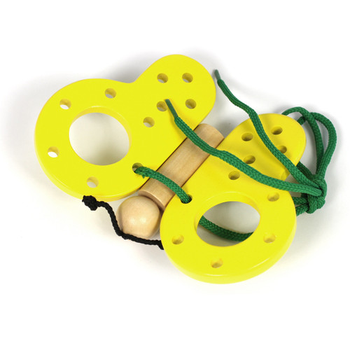 Educational butterfly threading & lacing toy for developing fine motor skills in children - Yellow butterfly lacing toy