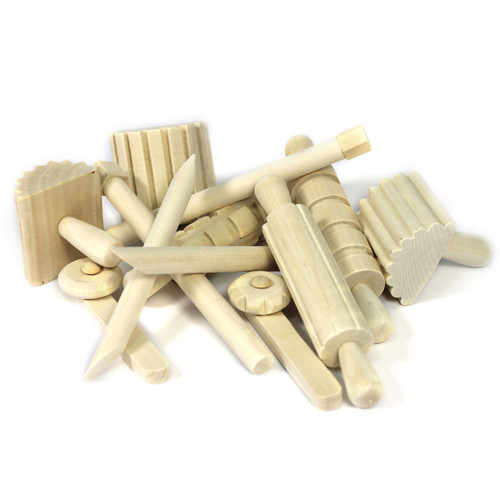 12 piece wooden dough,sand,clay tools set for children and nursery schools - main view 2