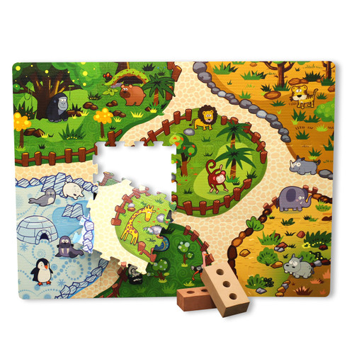 12pc interactive play mat animal world for babies, children, and nursery schools - view 8