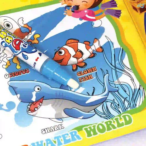 3PC Reusable Magic Water Colouring Books. Alphabet, Fruit & Ocean