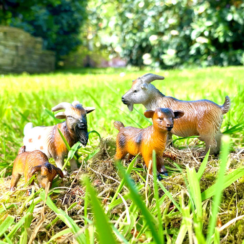 4PC Small World Goat Animal Figures - Imaginative Play Toys for Kids - Educational Goat Figurines - Main View