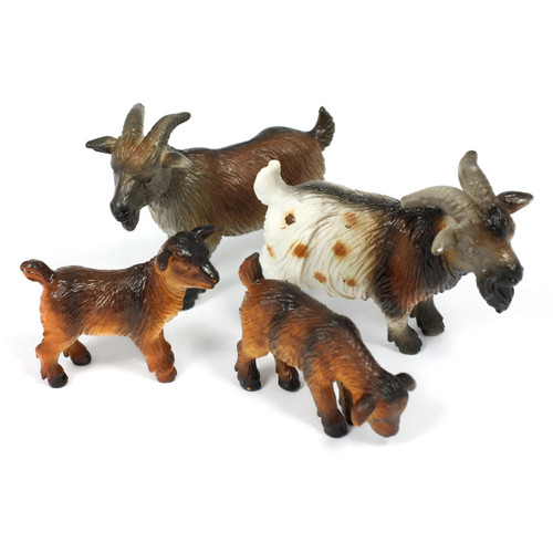 4PC Small World Goat Animal Figures - Imaginative Play Toys for Kids - Educational Goat Figurines - Main View