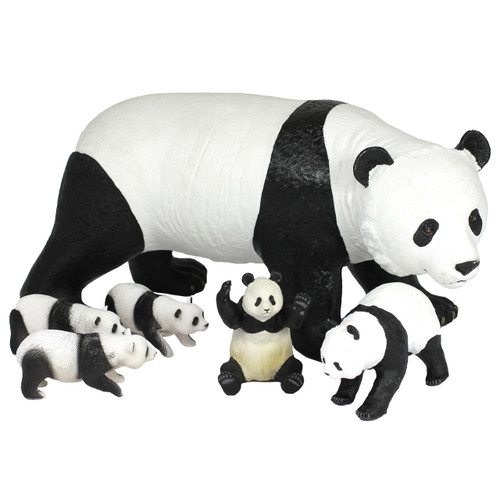 6 piece small world jumbo panda family toys for children and nursery schools - main view