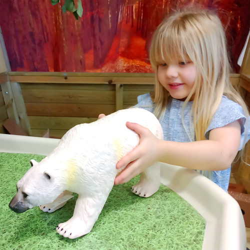 16 inch jumbo polar bear toy for children and nursery schools - child playing view