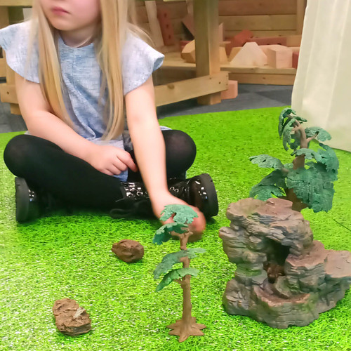 Small World Scenery, Rocks, Logs & Trees - girl playing view